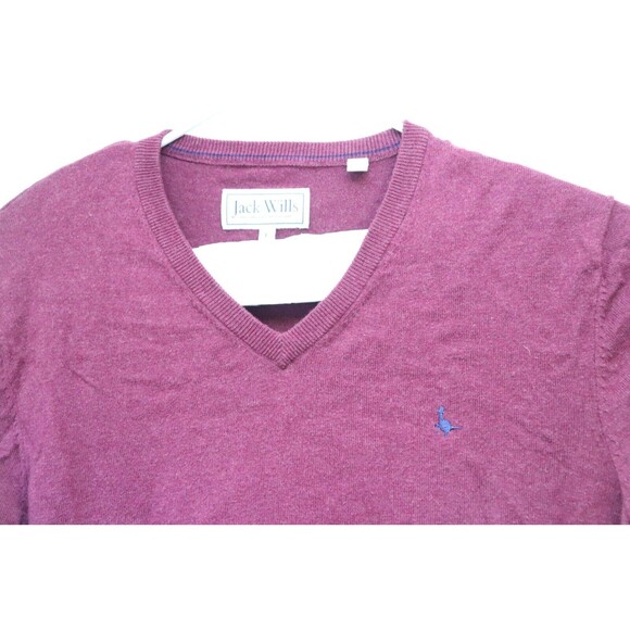 Jack Wills Mens‎ Sweater V Neck Cashmere Blend Large Red Knit Grandpa - Picture 2 of 9
